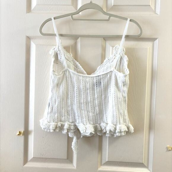 Ralph Lauren Black Label Rare Y2K Crochet Flower-Embellished Top Size Large - Picture 2 of 7